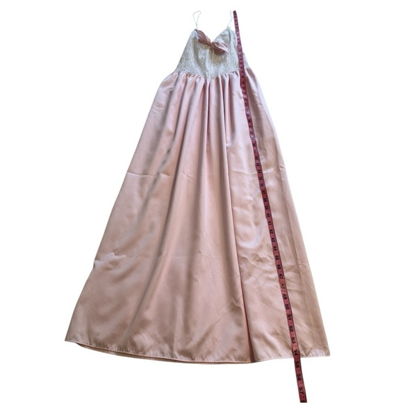 Vintage Light Pink Spaghetti Strap Satin Nightgown with Lace - Size Medium - Picture 10 of 13